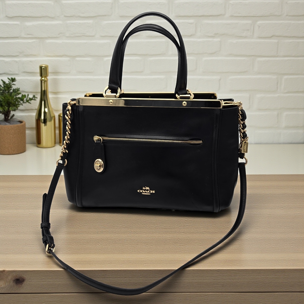 Coach Lex Leather Satchel – Black w/ Gold Hardware Style F38260